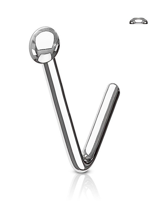 FIFTH CUE حلقة أنف من الفولاذ الجراحي 316L ذات طرف قرصي مسطح مقبب من FIFTH CUE (18GA - فولاذ) - Image 1